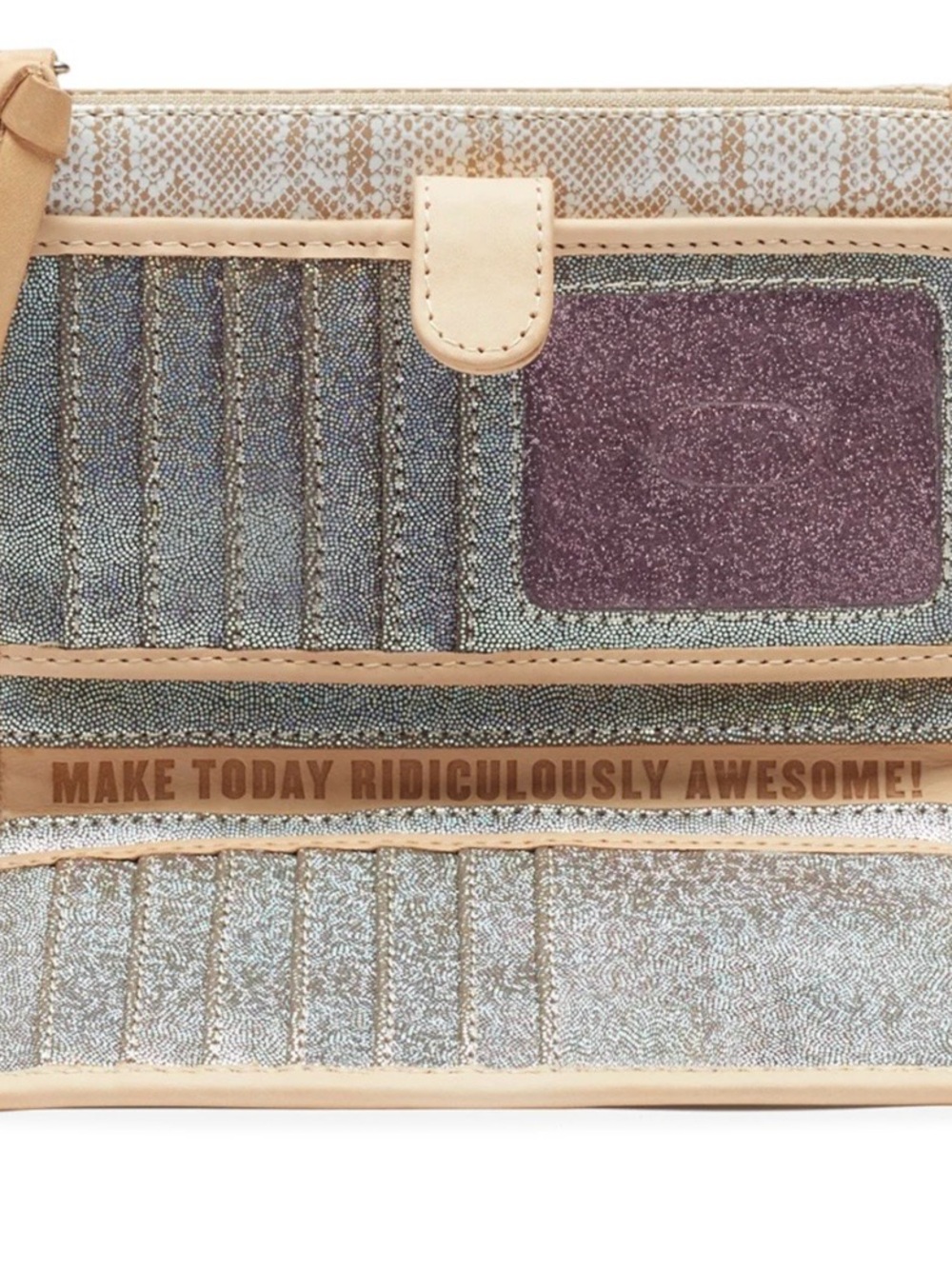 Consuela Neutral Snake-Print Zip Wallet in Beige and Cream - Picture 4 of 8